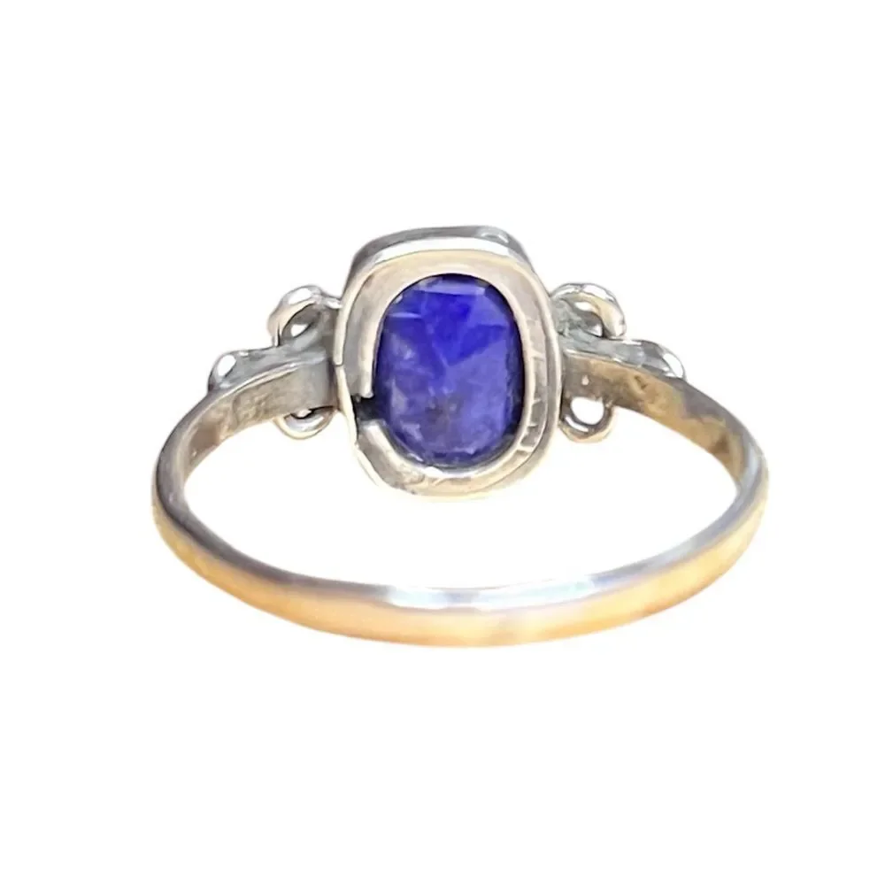 Elegant Artisan Sterling Silver Genuine Faceted Iolite Ring Size 7.5